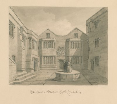 Yorkshire - Castello di Skipton (disegno a seppia) da John Chessell Buckler