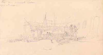 Disegno della Torre Rotonda, porto di Portsmouth da John Christian Schetky