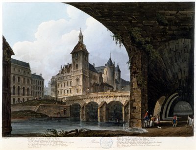 Parigi: Le Pont au Change - in "Paris vu par J.C. Mats", ed. Miller, Londra da John Claude Nattes