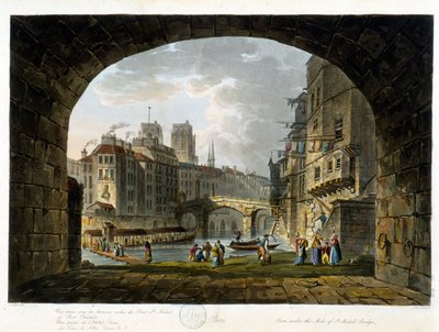 Parigi: Pont de Chatelet e Hotel Dieu - in "Paris vu par J.C. Matttes", ed. Miller, Londra da John Claude Nattes