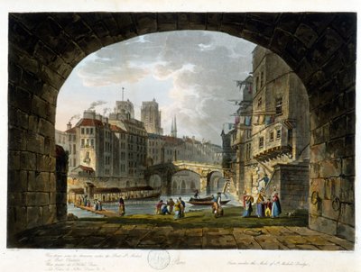 Parigi: le Pont Chatelet ou le Peute Pont - in "Paris vu par J.C. Matttes", ed. Miller, Londra da John Claude Nattes