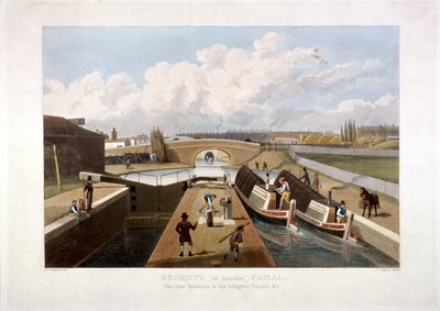 Canale del reggente, con chiatte, Islington, Londra, 1822 da John Cleghorn