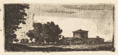 Alberi con un edificio basso da John Clerk, of Eldin