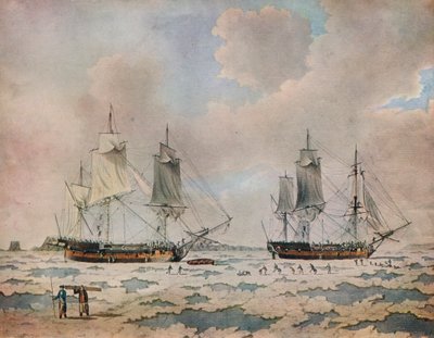 Le navi della spedizione di scoperta di Lord Mulgrave incastrate nel ghiaccio nelle regioni polari da John Cleveley the Younger
