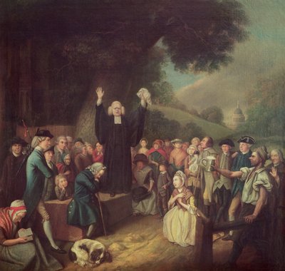 George Whitefield che predica da John Collet
