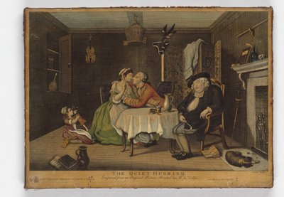Il marito tranquillo, stampa realizzata da John June, c.1768 da John Collet