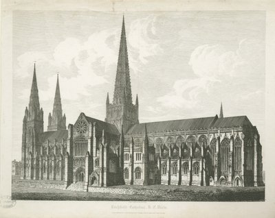 Cattedrale di Lichfield - Vista Sud-Est (incisione) da John Coney