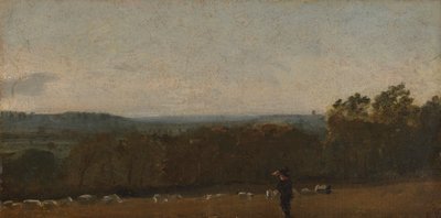 Un pastore in un paesaggio che guarda attraverso Dedham Vale verso Langham da John Constable