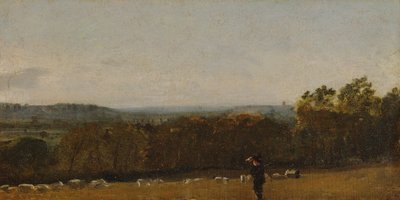 Un pastore in un paesaggio che guarda attraverso Dedham Vale verso Langham, ca. 1811 da John Constable