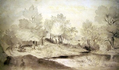 Uno stagno nel Suffolk, con cottage in lontananza da John Constable