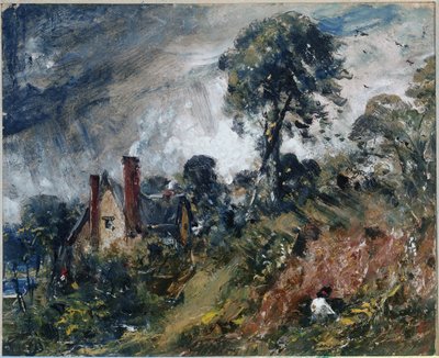 Un cottage tra gli alberi, con una duna di sabbia da John Constable