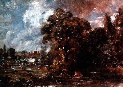 Scena fluviale con una fattoria vicino alla riva, c.1830-36 da John Constable