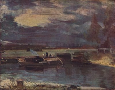 Chiatte sullo Stour, con la chiesa di Dedham in lontananza, c1811 da John Constable