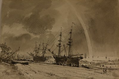 Spiaggia di Brighton con un arcobaleno: scaricatori di carbone, c.1792 da John Constable
