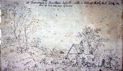 Cottage a Brantham, con vista su Mistley Hall da John Constable