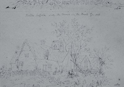 Cottage a Holton con la chiesa sullo sfondo da John Constable