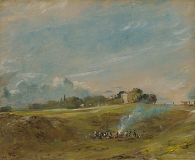 Hampstead Heath, con un falò, ca. 1822 da John Constable