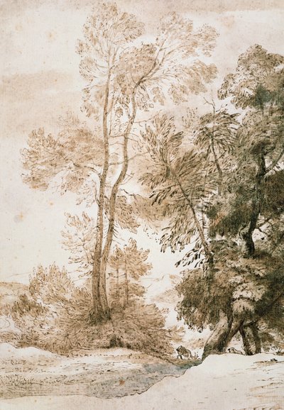 Alberi e cervi, dopo Claude da John Constable