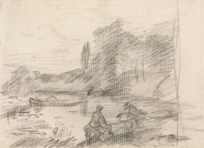 Due figure vicino a un fiume da John Constable