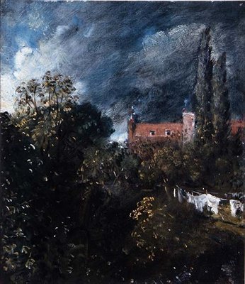 Vista in un giardino con una casa rossa oltre da John Constable