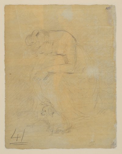 Donna seduta, con un cane ai suoi piedi, verso, c.1806 da John Constable