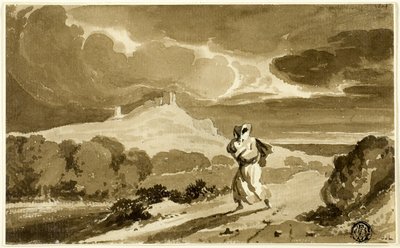 Donna con bambino in fuga attraverso la brughiera da John Constable