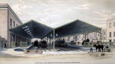 Capannone di arrivo e partenza, Londra, 1839 da John Cooke Bourne