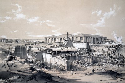 Costruzione della casa del motore stazionario, Camden Town, 26 aprile 1837 da John Cooke Bourne