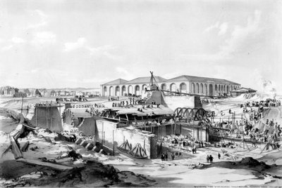 Costruzione della Casa del Motore Stazionario, Camden Town, 26 aprile 1837 da John Cooke Bourne