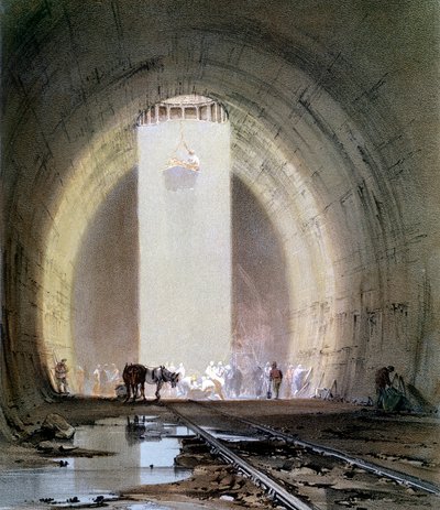 Costruzione del Tunnel di Kilsby sulla Ferrovia Londra & Birmingham, 8 luglio 1839 da John Cooke Bourne