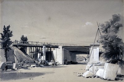 Ponte di Denbigh Hall dalla strada, 25 giugno 1837 da John Cooke Bourne