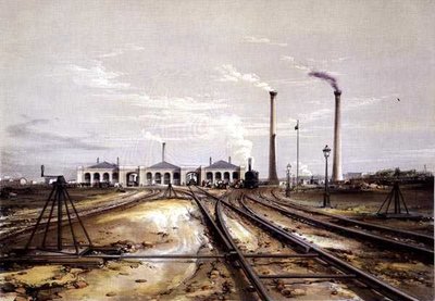 Eccentrico per lo spostamento del binario, Casa della locomotiva e Casa del motore stazionario da John Cooke Bourne