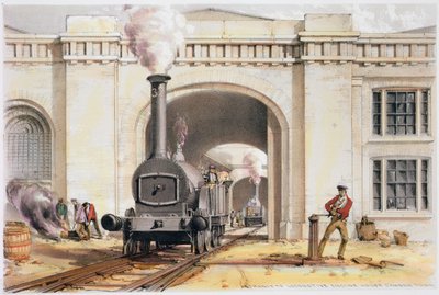 Ingresso alla casa delle locomotive, Camden Town, Londra da John Cooke Bourne