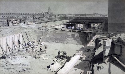 Ponte di Hampstead Road, dal lato di Camden, 16 agosto 1836 da John Cooke Bourne