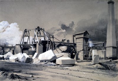 Pozzo di ventilazione e motore di avvolgimento, Tunnel di Kilsby, 18 luglio 1837 da John Cooke Bourne
