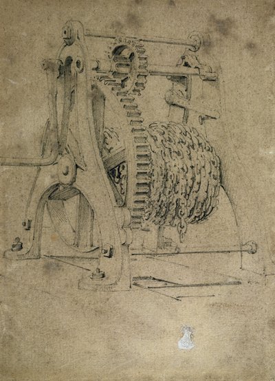 Argano o meccanismo a granchio per avvolgere catene, anni 1830 da John Cooke Bourne