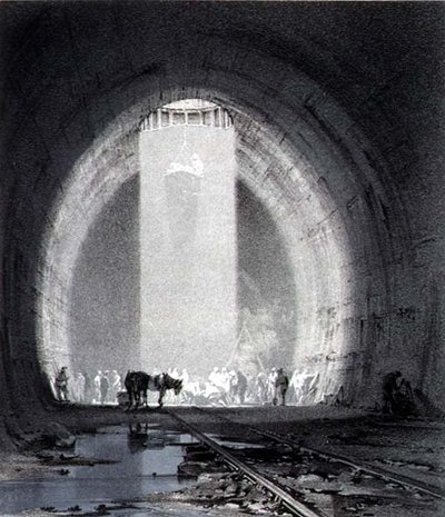 Pozzo di lavoro, Tunnel di Kilsby, 8 luglio 1837, inciso dall