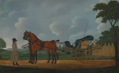 Un gentiluomo con la sua coppia di cavalli attaccati a un calesse da John Cordrey
