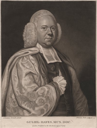 Guliel Hayes, inciso da Thomas Park, 1787 da John Cornish