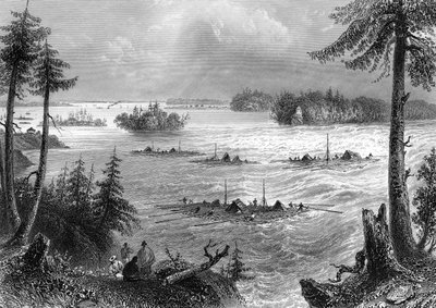 La confluenza dei fiumi Ottawa e St Lawrence, Canada, 1842 da John Cousen