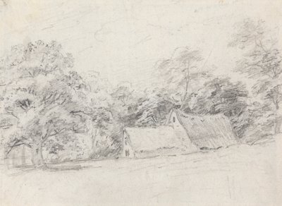 Due edifici tra gli alberi da John Crome