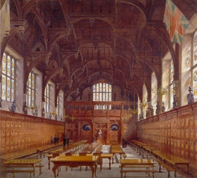 Vista Interna della Middle Temple Hall dal Tavolo Alto con Figure, Londra da John Crowther