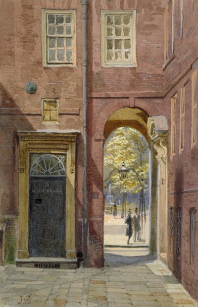 Vista di Elm Court, Inner Temple verso Middle Temple, Londra, c. 1880 da John Crowther