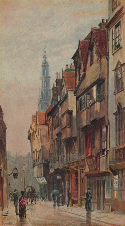 Vista di Wych Street, Westminster, guardando a est dal cancello di New Inn, Londra da John Crowther