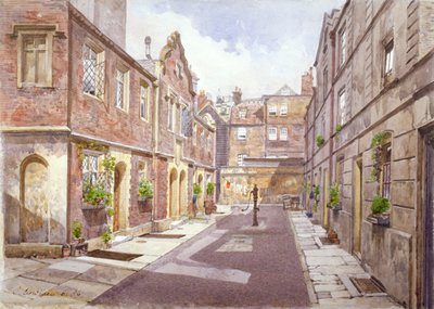 Veduta delle Case di Carità in Cock Court, Jewry Street, Città di Londra da John Crowther