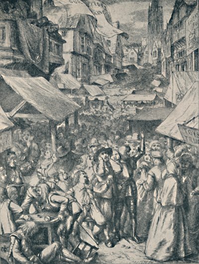 Vanity Fair. Da Il pellegrinaggio del cristiano di John Bunyan, c1850-1890, 1923 da John Dawson Watson