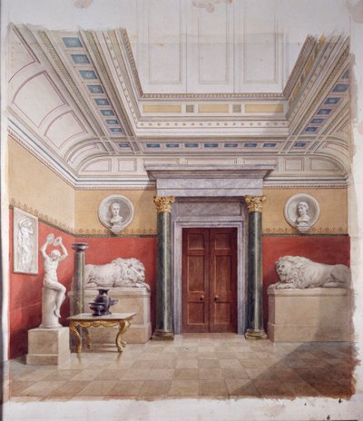 La Galleria delle Sculture, estremità nord, c.1870 da John Dibblee Crace