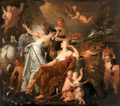 Una defunta principessa che personifica la pace incoronando la gloria dell