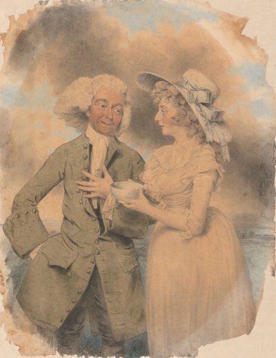 John Edwin e Mrs. Mary Wells come Lingo e Cowslip in "The Agreeable Surprise" da John Downman