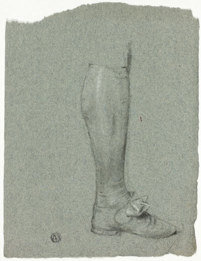 Gamba di figura in piedi (recto); schizzo di scarpe (verso) da John Downman